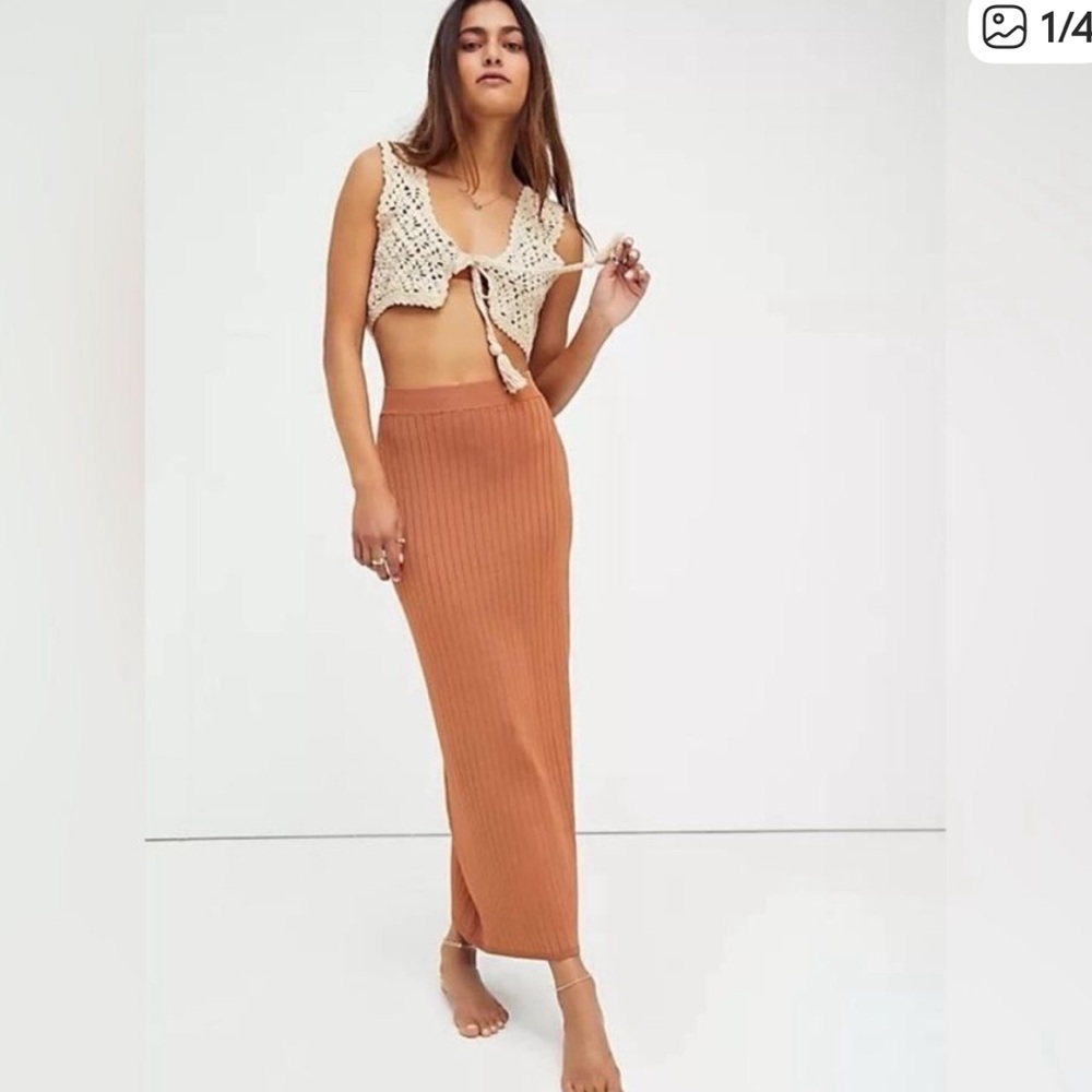 Free People Beach Ribbed Knit Midi Skirt
